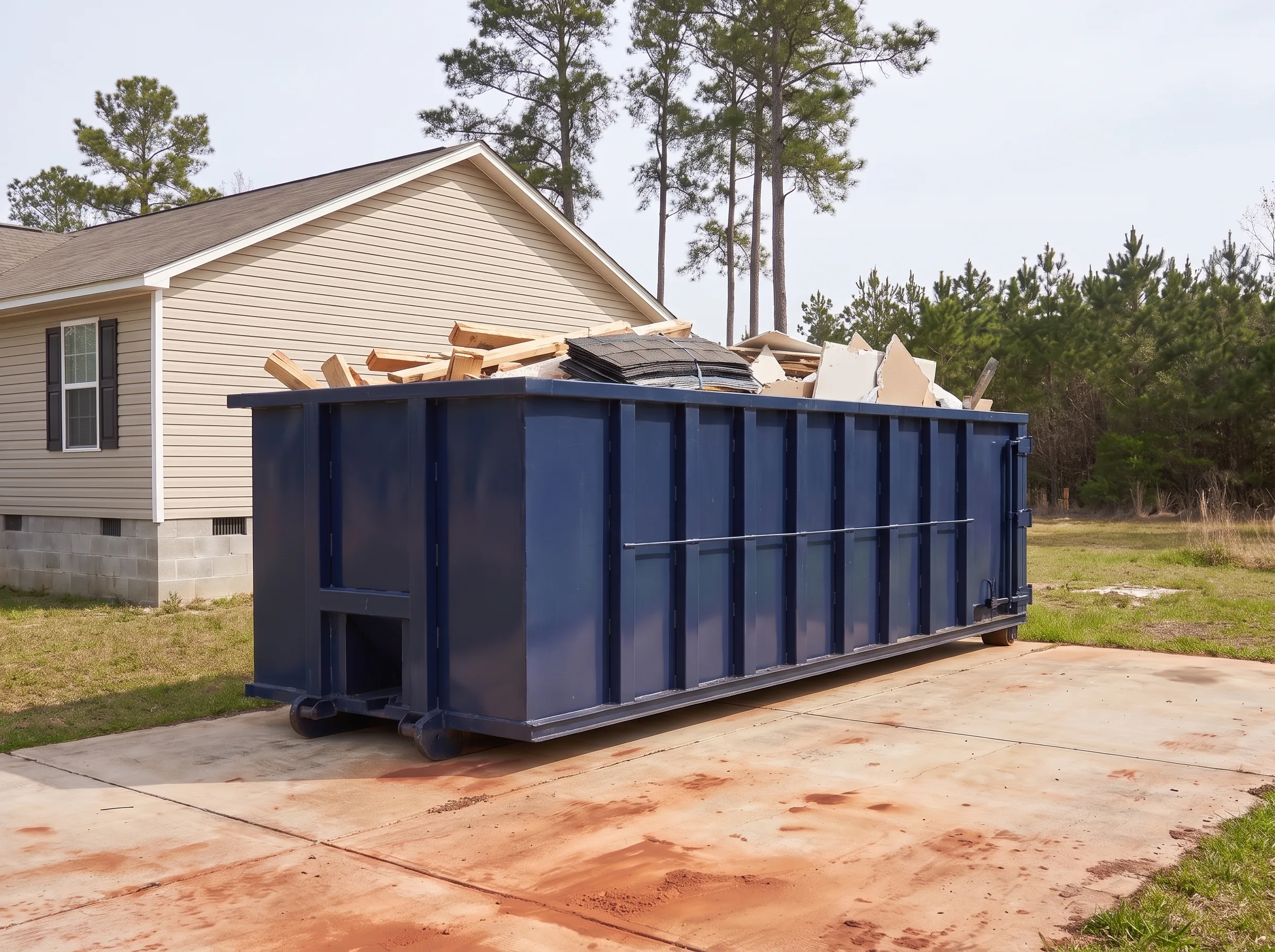 Roll-off dumpster being loaded in Paulding County, GA